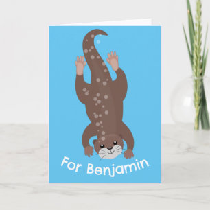 Cartão Mergulho de lontra bonito na ilustração de desen