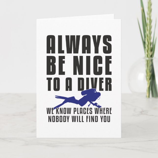 Cartão Mergulho Dive Scuba Merging Diver Funny Gift Idea (Frente)