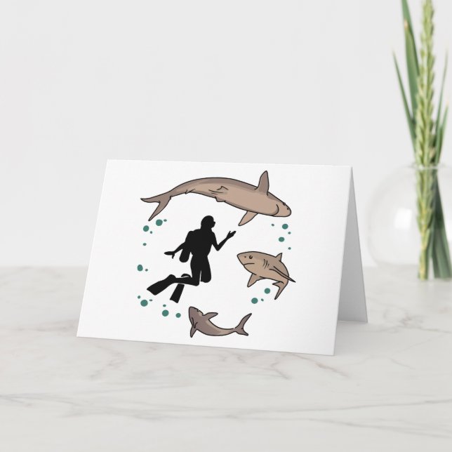 Cartão Mergulho e tubarões (Frente)