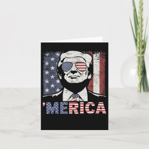 Cartão Mérica Trump Feliz 4 de Julho Trump Bandeira Ameri