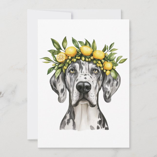 Cartão Merle Great Dane Dog Lemon Crown (Frente)