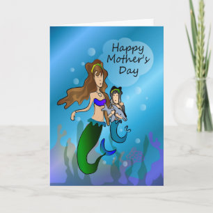 Cartão Mermaid and daughter Mother's Day Card