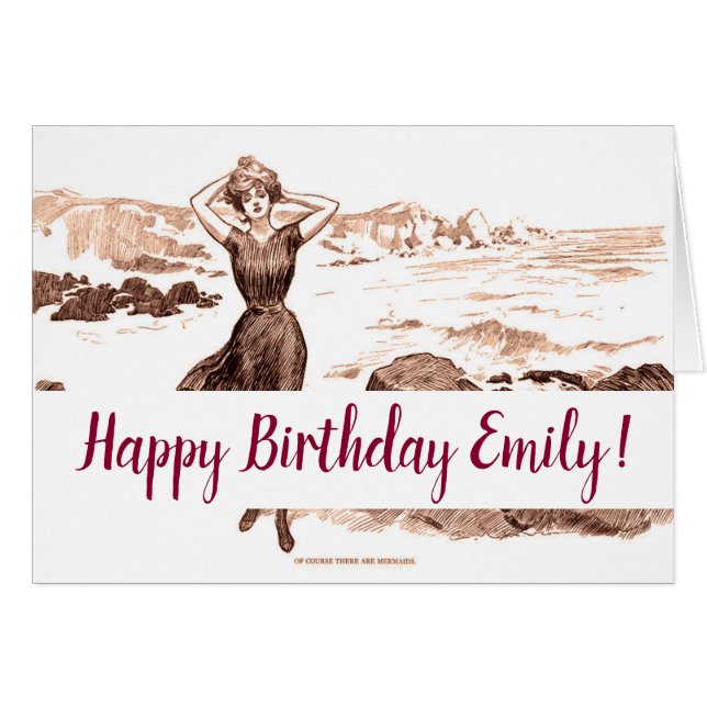 Cartão Mermaid Beach Gibson Girl Victorian Antiguidade (Frente Horizontal)