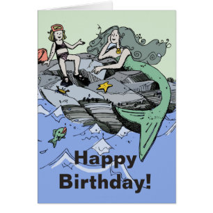 Cartão Mermaid Beach Happy Birday Card