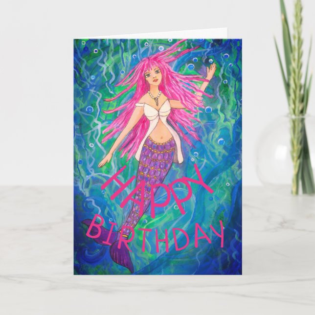 Cartão Mermaid Birthday (Frente)