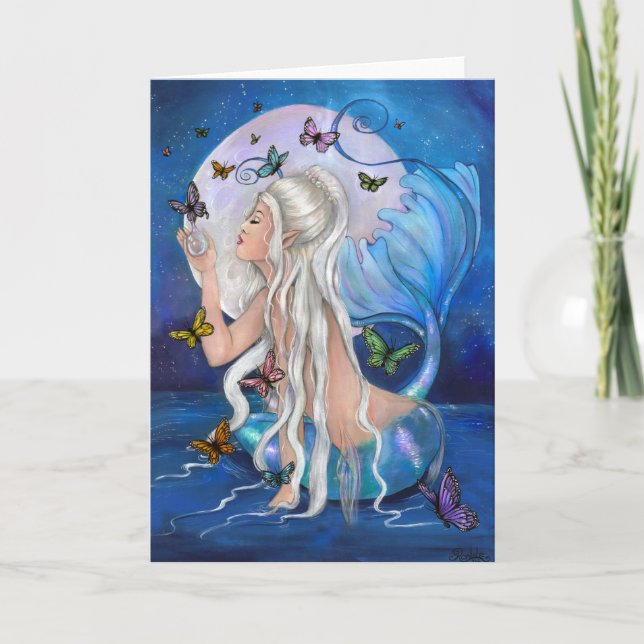 Cartão "Mermaid Magic" fantasy blank greeting card (Frente)