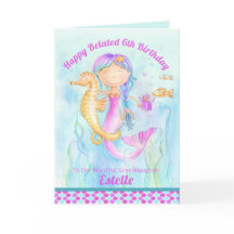 Mermaid seacavalo relha com atraso no aniversário