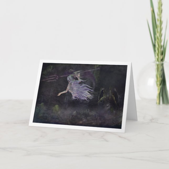 Cartão Mermaid sees a Baby Kraken notecard (Frente)