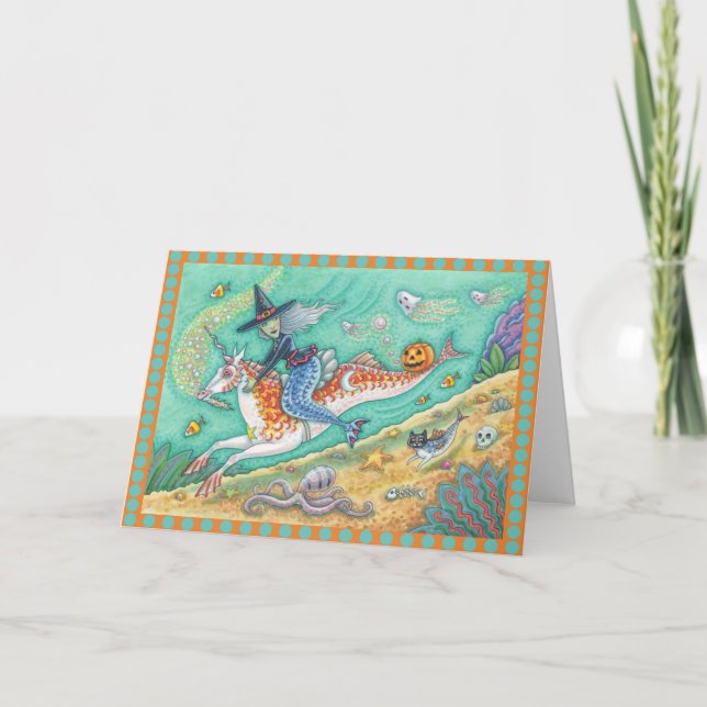 Cartão MERMAID WITCH, FANTASY MERHORSE GREETING CARD Blnk (Frente)