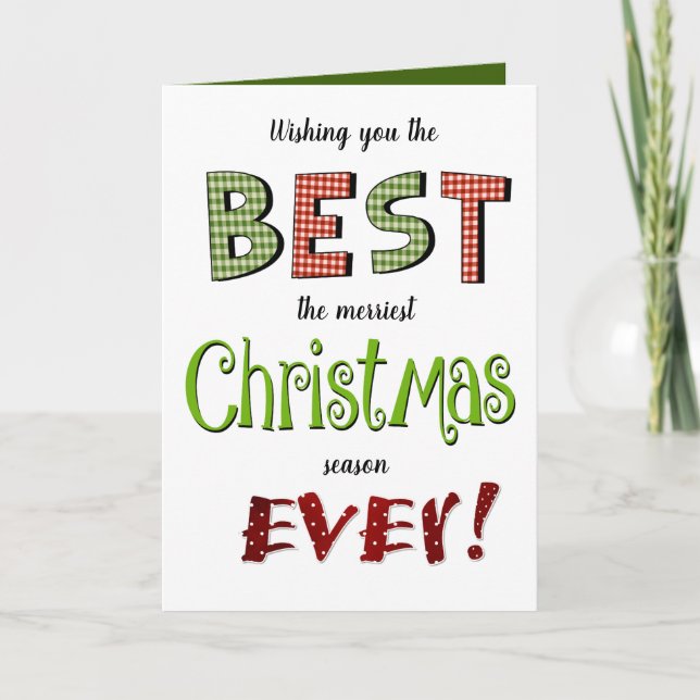 Cartão Merriest Christmas Holiday Fun Patterned Greeting (Frente)