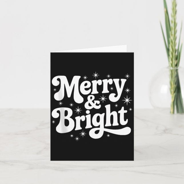 Cartão Merry &amp; Bright Retro Christmas Groovy Holiday  (Frente)