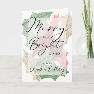 Cartão Merry and Bright Colorful Holly Christmas Birthday