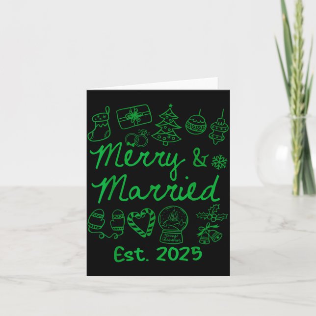 Cartão Merry And Married Est 2025 Christmas Couples Match (Frente)
