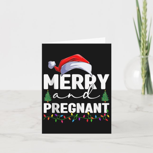 Cartão Merry And Pregnant Christmas Pregnancy Announcemen (Frente)