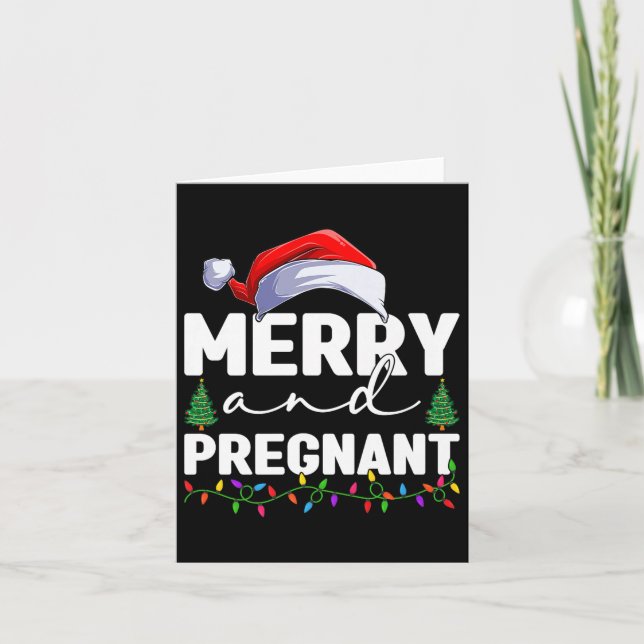 Cartão Merry And Pregnant Christmas Pregnancy Announcemen (Frente)