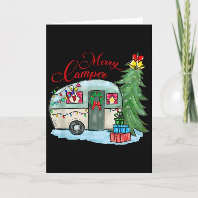 Cartão Merry Camper Christmas Santa Camper Camng Truck Xm (Frente)