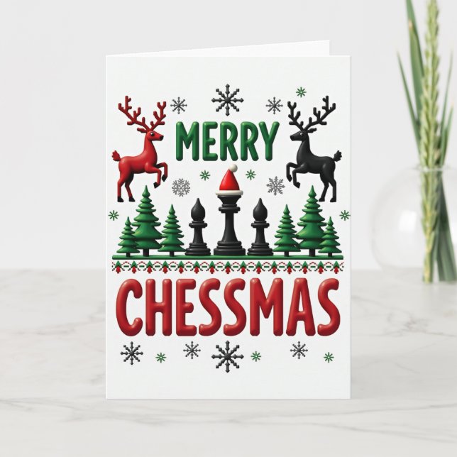 Cartão Merry Chessmas Card Chess Player Gift (Frente)