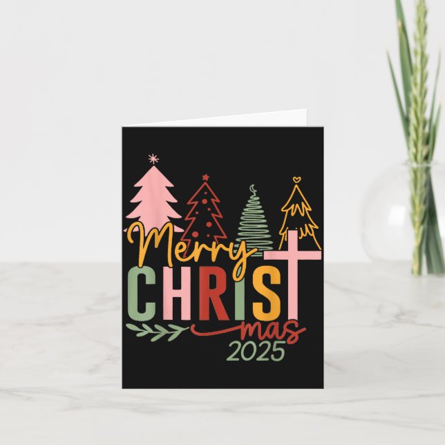 Cartão Merry Christ Mas Christian Christmas 2025 Family P (Frente)