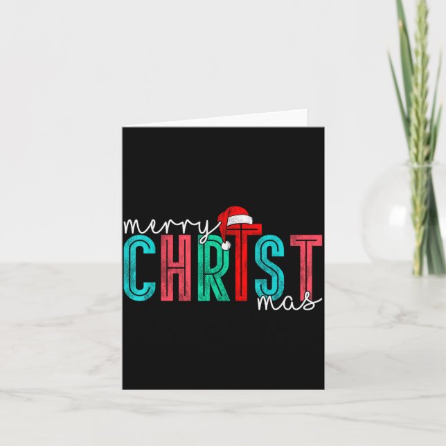 Cartão Merry Christ Mas Christian God Matching Christmas  (Frente)