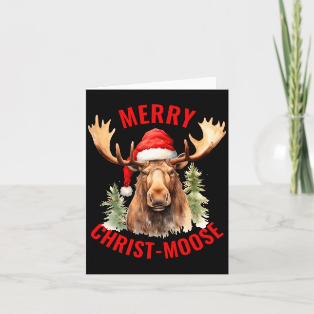 Cartão Merry Christ Moose Funny Christmas Moose  (Frente)