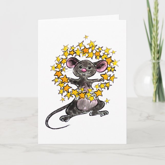 Cartão Merry Christmas and a Happy New Year Star Mouse (Frente)