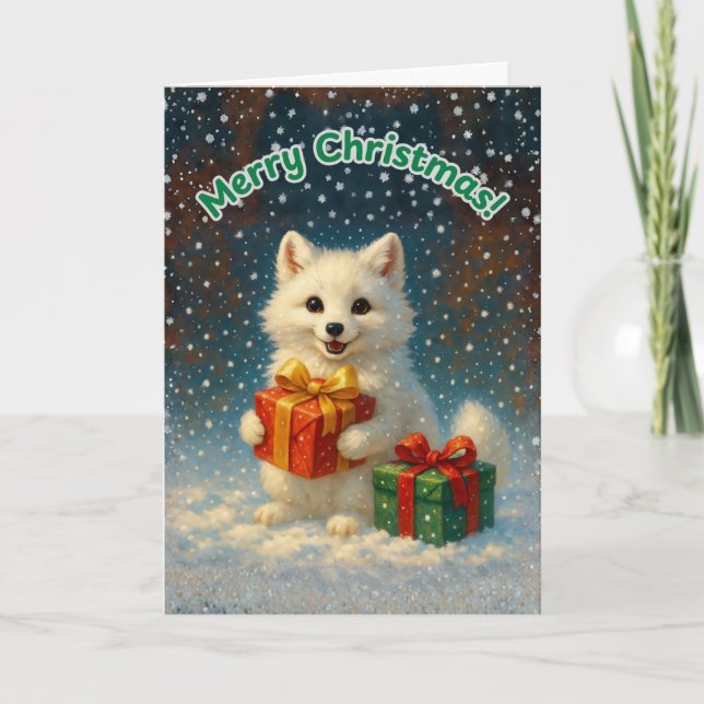 Cartão Merry Christmas - Arctic Fox Gift Card (Frente)