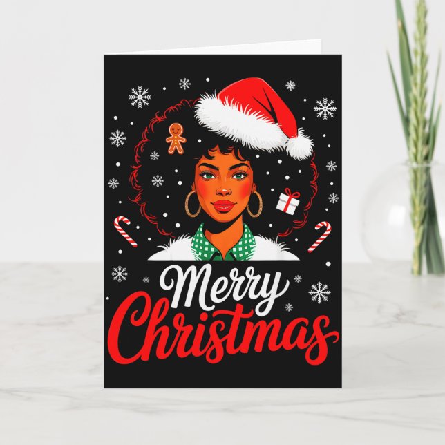 Cartão Merry Christmas Black Women African American Xmas  (Frente)