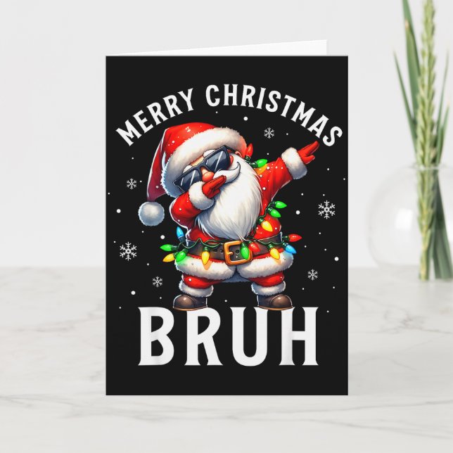 Cartão Merry Christmas Bruh Funny Santa Claus Retro Men W (Frente)