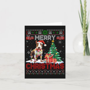 Cartão Merry Christmas Bull Terrier Dog amadurece feio xm