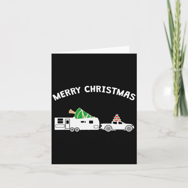 Cartão Merry Christmas - Caravan Camper Rv Trailer Christ (Frente)