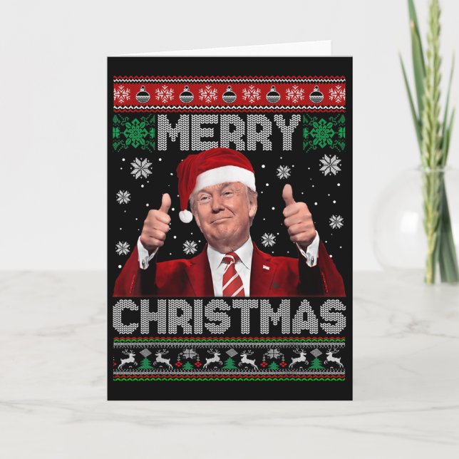 Cartão Merry Christmas Donald Trump Santa Family Xmas Ugl (Frente)