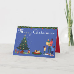 CARTÃO MERRY CHRISTMAS ETHNIC AFRICAN AMERICAN FAMILY