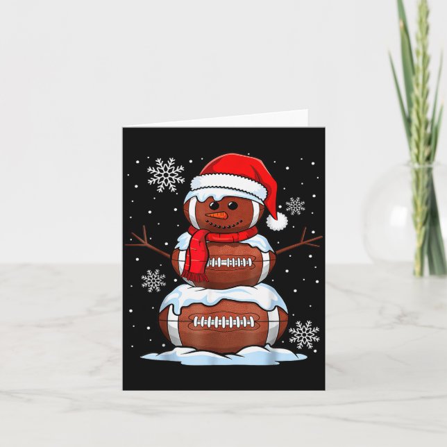 Cartão Merry Christmas Football Snowman Holiday Srts Xmas (Frente)
