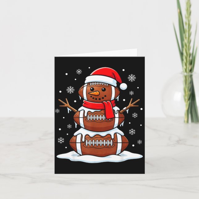 Cartão Merry Christmas Football Snowman Holiday Srts Xmas (Frente)
