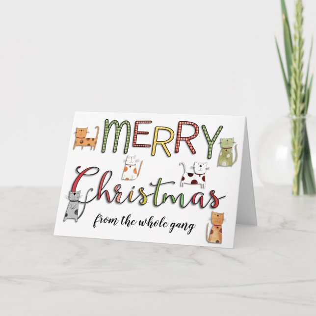 Cartão Merry Christmas from All Group Holiday Cats (Frente)