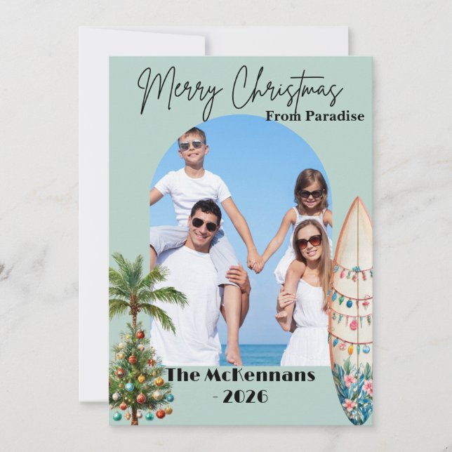 Cartão Merry Christmas from Paradise Photo Christmas Card (Frente)