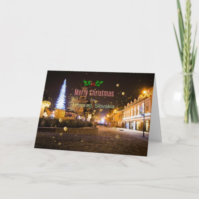 Cartão Merry Christmas from Poprad, Slovakia (Frente)