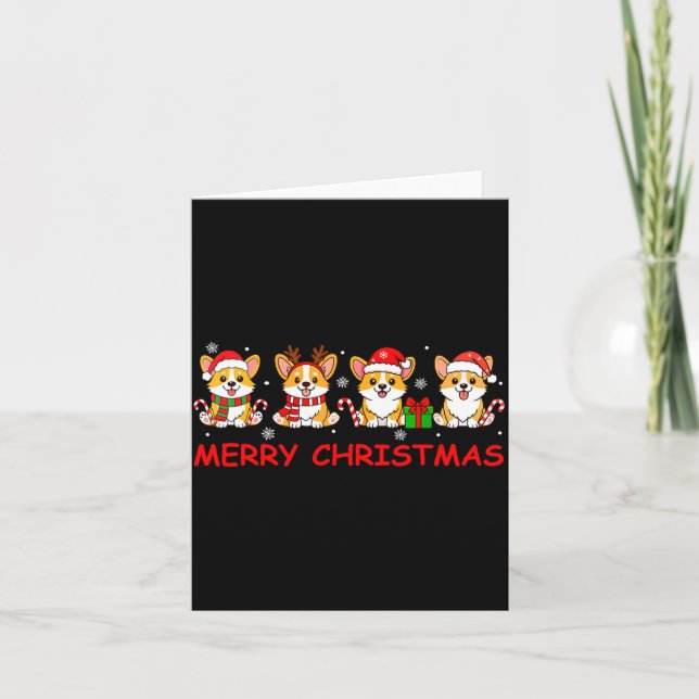 Cartão Merry Christmas Funny Corgi Xmas Cute Dogs Lovers  (Frente)
