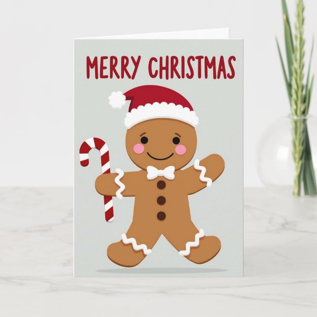 Cartão Merry Christmas Gingerbread Man Card (Frente)