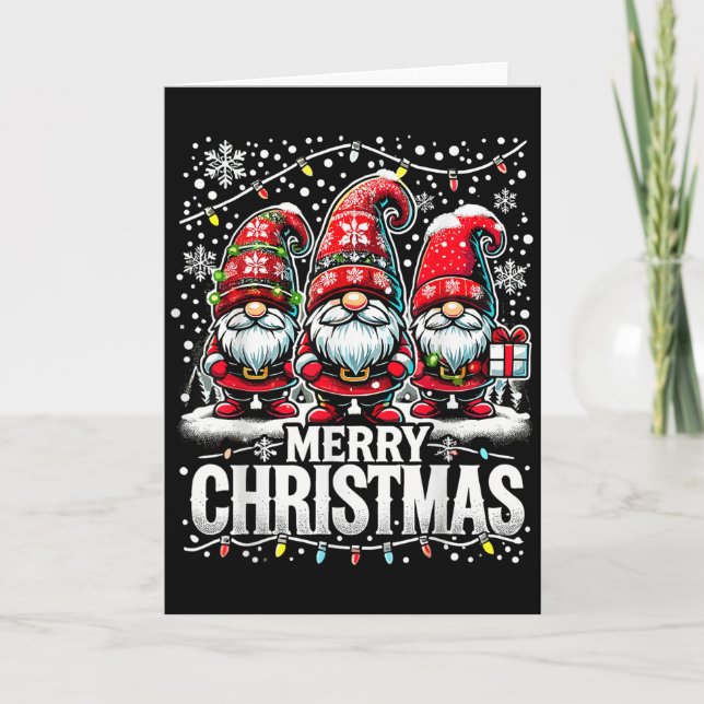 Cartão Merry Christmas Gnome Funny Family Christmas  (Frente)