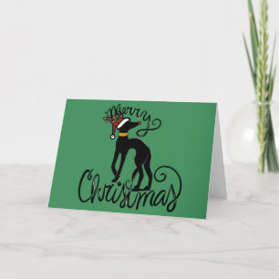 Cartão Merry Christmas Greyhound Reindeer