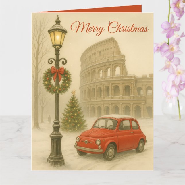 Cartão Merry Christmas in Rome Custom Holiday Card (Orquídea)