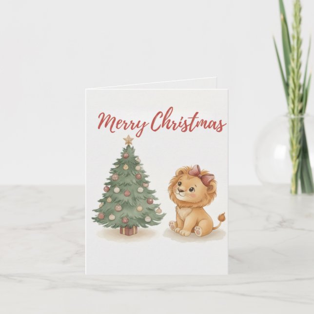 Cartão Merry Christmas Lion Card Tradition Treasures (Frente)