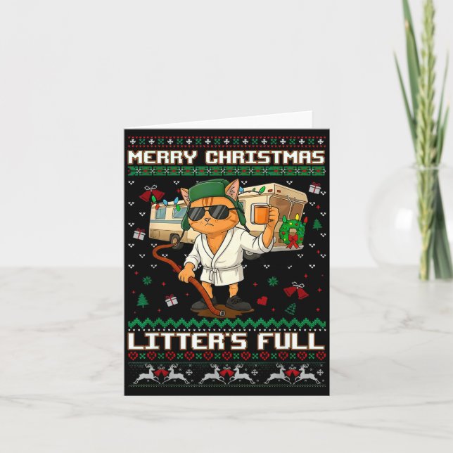 Cartão Merry Christmas Litter's Full Funny Cat Ugly Xmas  (Frente)