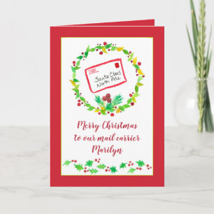 Cartão Merry Christmas Mail Carrier Custom Name