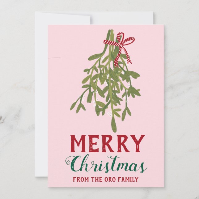 Cartão MERRY CHRISTMAS MistletoBotânico Personalizado (Frente)
