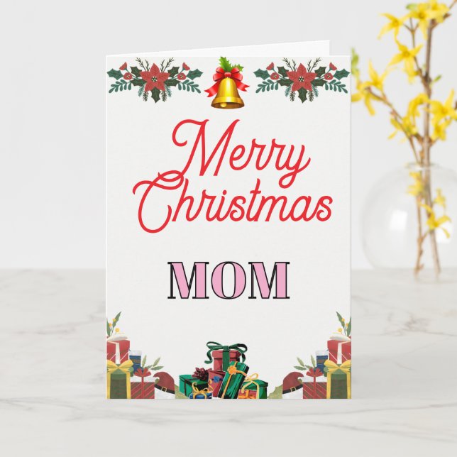 Cartão Merry Christmas MOM Folded Greeting Card (Flor Amarela)