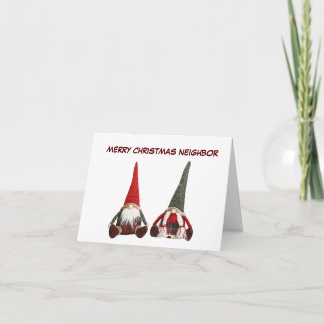 CARTÃO **MERRY CHRISTMAS NEIGHBOR** GNOME HUMOR (Frente)