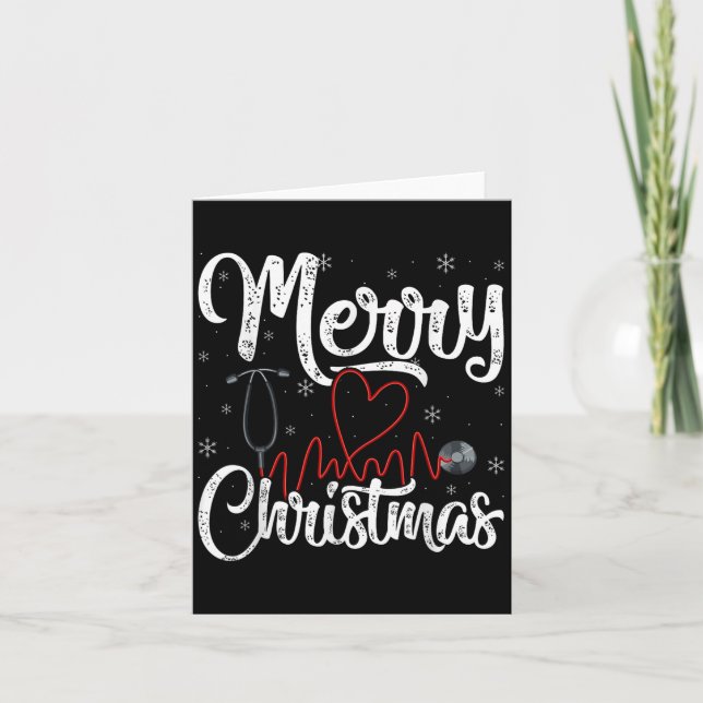 Cartão Merry Christmas Nurse Nursing Stethoscope,  (Frente)