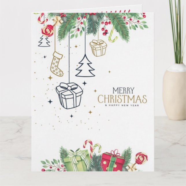 Cartão Merry Christmas Personalized  Holiday Card (Frente)